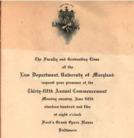 Invitation to 1905 law school commencement