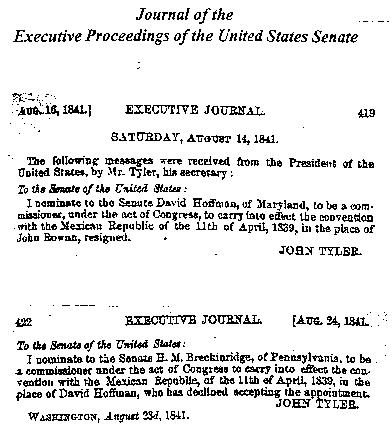 Journal of the Executive Proceedings of the U.S. Senate