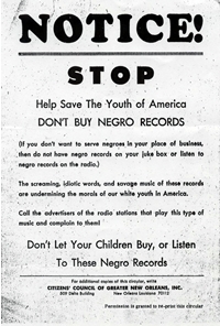 "Don't Buy Negro Records" Flyer, ca. 1962.  Courtesy of Special Collections Howard-Tilton Memorial Library