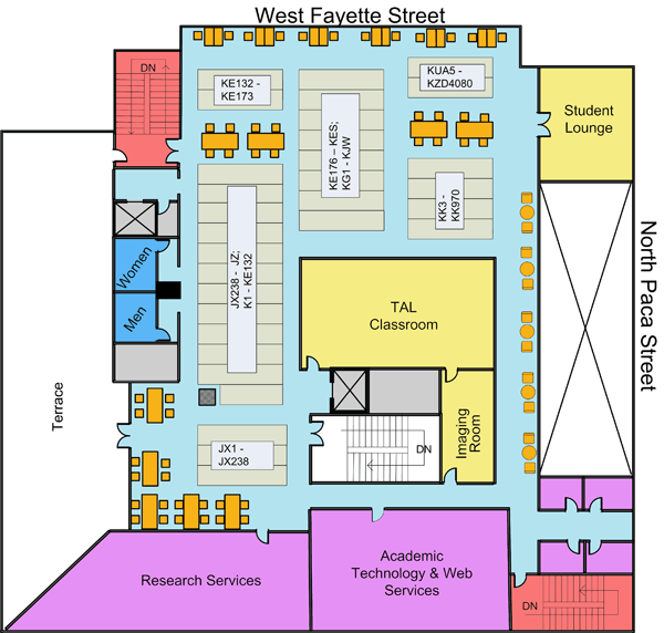 Map of Level 4 of the Library