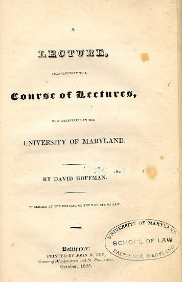 Title Page of 1823 Lecture