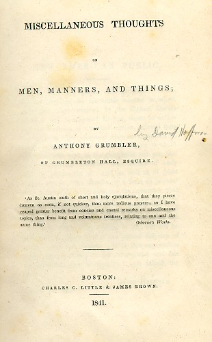 Title page of Miscellaneous Thoughts, 1841