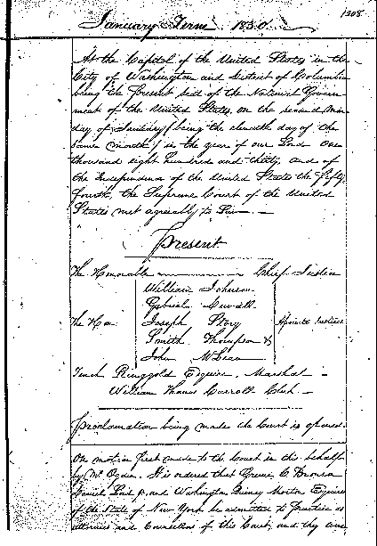 1830 Supreme Court minute book