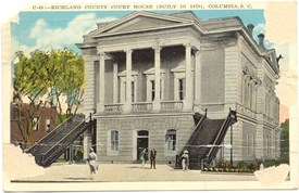 Postcard. Painting of Richland County Court House, Columbia, SC. Charles Hamilton Houston to Juanita Jackson. 1934. Gift of Prof. Larry Gibson.